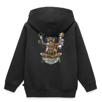 Chaman guerrier aztèque - Sweat Premium à capuche enfant bio - noir - Dos - AI Model Kid Male (0cm)