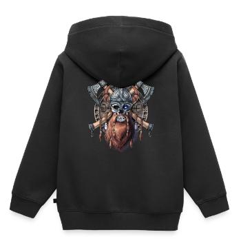 Viking Skull OFFICIEL - Sweat Premium à capuche enfant bio - noir - Dos - AI Model Kid Male (0cm)