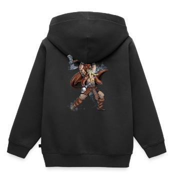 Nordischer Wikingerkrieger - Kinder Premium Organic Hoodie - Schwarz - Hinten - AI Model Kid Male (0cm)