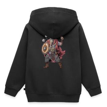 Nordischer Wikingerkrieger - Kinder Premium Organic Hoodie - Schwarz - Hinten - AI Model Kid Male (0cm)