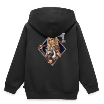 Nordischer Wikingerkrieger - Kinder Premium Organic Hoodie - Schwarz - Hinten - AI Model Kid Male (0cm)