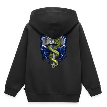 Nordic Viking Krieger Hammer - Kinder Premium Organic Hoodie - Schwarz - Hinten - AI Model Kid Male (0cm)