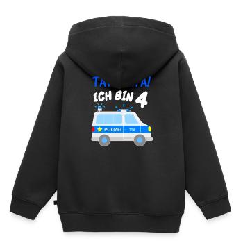 4 Jahre Polizeiauto Blaulicht Geburtstag Polizei - Kinder Premium Organic Hoodie - Schwarz - Hinten - AI Model Kid Male (0cm)