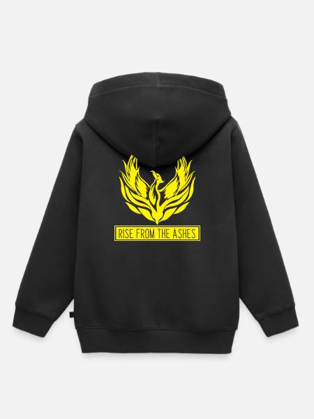 Renaître des cendres Phoenix Phoenix flammes d'animaux - Sweat Premium à capuche enfant bio - noir