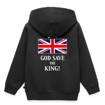 God Save The King! (England / Great Britain / 3C) - Kinder Premium Organic Hoodie - Schwarz - Hinten - AI Model Kid Male (0cm)