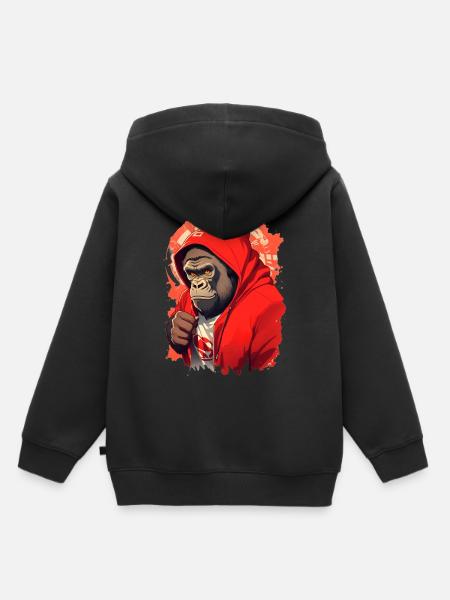 Gorilla mit rotem Hoody - Kinder Premium Organic Hoodie - Schwarz