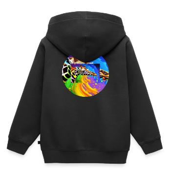 Farbenfrohe Giraffe - Kinder Premium Organic Hoodie - Schwarz - Hinten - AI Model Kid Male (0cm)