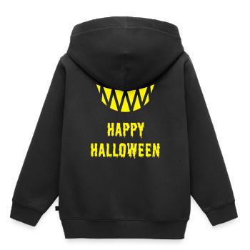 Happy Halloween Fratze (Smile / Zähne / Yellow) - Kinder Premium Organic Hoodie - Schwarz - Hinten - AI Model Kid Male (0cm)