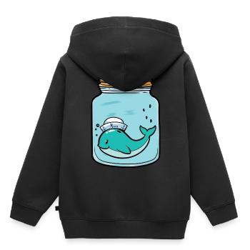 Wal Fisch allein Einsamkeit Gefühle Emotion Trämen - Kinder Premium Organic Hoodie - Schwarz - Hinten - AI Model Kid Male (0cm)