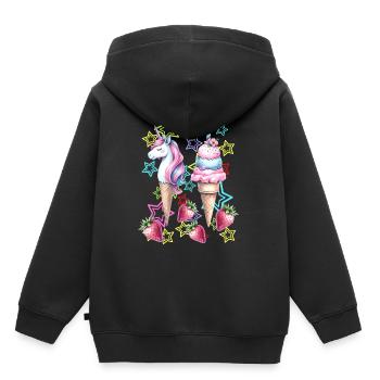 80er Eis Eiskrem Eiscrem Teenie Mädchen Einhorn - Kinder Premium Organic Hoodie - Schwarz - Hinten - AI Model Kid Male (0cm)