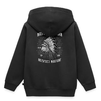 NATURE RESPECT - Indiens Design T-shirt - Sweat Premium à capuche enfant bio - noir - Dos - AI Model Kid Male (0cm)