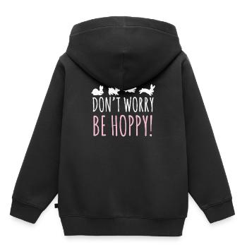 Ne vous inquiétez pas, lapin de Pâques - Sweat Premium à capuche enfant bio - noir - Dos - AI Model Kid Male (0cm)