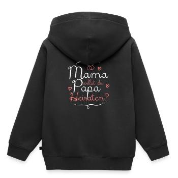 Mama Willst du Papa Heiraten Verlobung - Kinder Premium Organic Hoodie - Schwarz - Hinten - AI Model Kid Male (0cm)