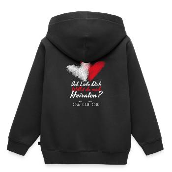Willst du mich Heiraten Hochzeit Antrag - Kinder Premium Organic Hoodie - Schwarz - Hinten - AI Model Kid Male (0cm)