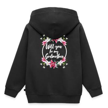 Voulez-vous être mon marraine de baptême baptême - Sweat Premium à capuche enfant bio - noir - Dos - AI Model Kid Male (0cm)