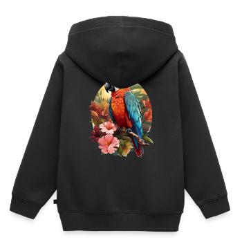 Perroquet - Sweat Premium à capuche enfant bio - noir - Dos - AI Model Kid Male (0cm)