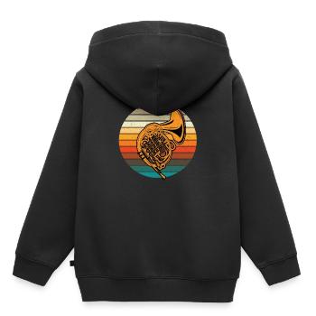 horn - Kids Premium Organic Hoodie - black - Back - AI Model Kid Male (0cm)