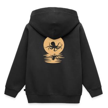 Pieuvres - Sweat Premium à capuche enfant bio - noir - Dos - AI Model Kid Male (0cm)