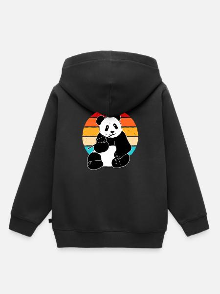 Panda - Kinder Premium Organic Hoodie - Schwarz