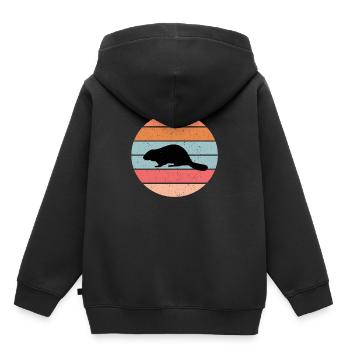 Biber - Kinder Premium Organic Hoodie - Schwarz - Hinten - AI Model Kid Male (0cm)