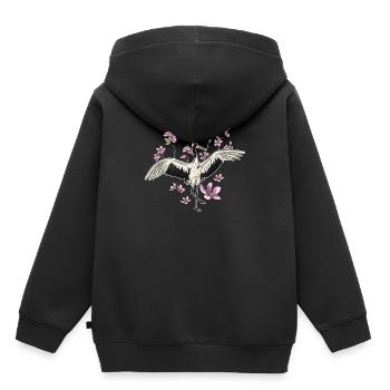 Kranich - Kinder Premium Organic Hoodie - Schwarz - Hinten - AI Model Kid Male (0cm)