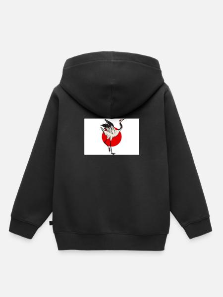 Kranich Japan - Kinder Premium Organic Hoodie - Schwarz