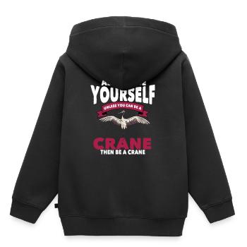 Kranich - Kinder Premium Organic Hoodie - Schwarz - Hinten - AI Model Kid Male (0cm)