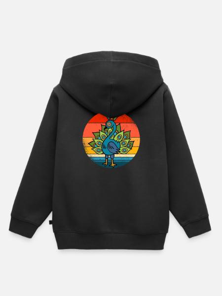peacock - Kids Premium Organic Hoodie - black