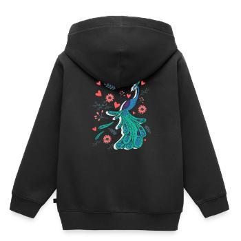 Pfau - Kinder Premium Organic Hoodie - Schwarz - Hinten - AI Model Kid Male (0cm)