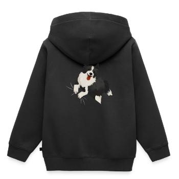 Border Collie - Sweat Premium à capuche enfant bio - noir - Dos - AI Model Kid Male (0cm)