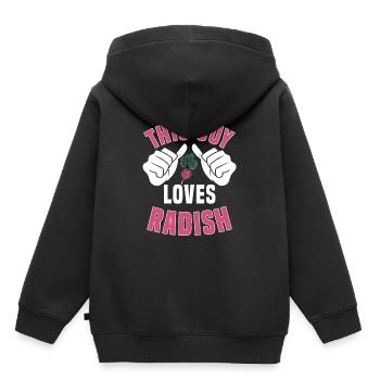Radieschen Liebhaber - Kinder Premium Organic Hoodie - Schwarz - Hinten - AI Model Kid Male (0cm)
