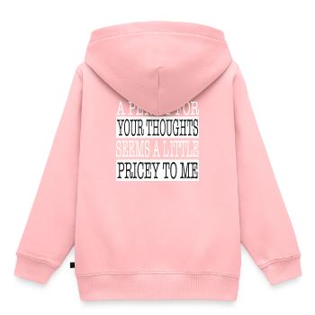 Des dictons cyniques, un sou pour vos pensées - Sweat Premium à capuche enfant bio - rose - Dos - AI Model Kid Female (0cm)