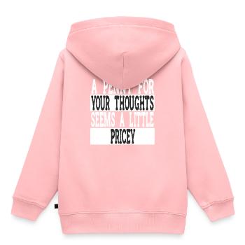 Des dictons cyniques, un sou pour vos pensées - Sweat Premium à capuche enfant bio - rose - Dos - AI Model Kid Female (0cm)