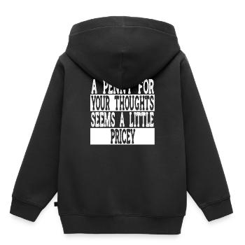 Des dictons cyniques, un sou pour vos pensées - Sweat Premium à capuche enfant bio - noir - Dos - AI Model Kid Male (0cm)