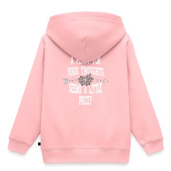 Des dictons cyniques, un sou pour vos pensées - Sweat Premium à capuche enfant bio - rose - Dos - AI Model Kid Female (0cm)