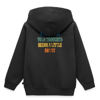 Des dictons cyniques, un sou pour vos pensées - Sweat Premium à capuche enfant bio - noir - Dos - AI Model Kid Male (0cm)
