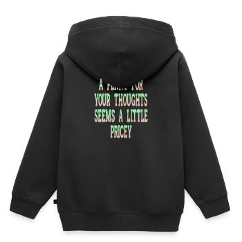 Des dictons cyniques, un sou pour vos pensées - Sweat Premium à capuche enfant bio - noir - Dos - AI Model Kid Male (0cm)