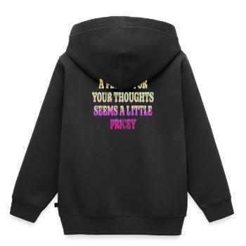Des dictons cyniques, un sou pour vos pensées - Sweat Premium à capuche enfant bio - noir - Dos - AI Model Kid Male (0cm)