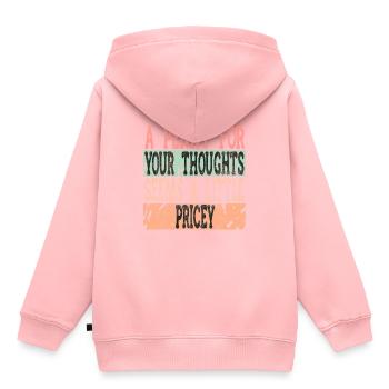 Des dictons cyniques, un sou pour vos pensées - Sweat Premium à capuche enfant bio - rose - Dos - AI Model Kid Female (0cm)
