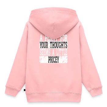 Des dictons cyniques, un sou pour vos pensées - Sweat Premium à capuche enfant bio - rose - Dos - AI Model Kid Female (0cm)