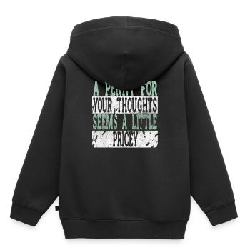 Des dictons cyniques, un sou pour vos pensées - Sweat Premium à capuche enfant bio - noir - Dos - AI Model Kid Male (0cm)