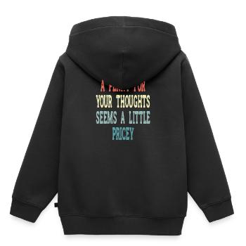 Des dictons cyniques, un sou pour vos pensées - Sweat Premium à capuche enfant bio - noir - Dos - AI Model Kid Male (0cm)