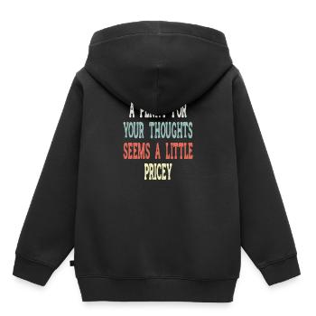 Des dictons cyniques, un sou pour vos pensées - Sweat Premium à capuche enfant bio - noir - Dos - AI Model Kid Male (0cm)