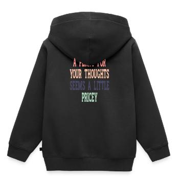 Des dictons cyniques, un sou pour vos pensées - Sweat Premium à capuche enfant bio - noir - Dos - AI Model Kid Male (0cm)