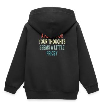Des dictons cyniques, un sou pour vos pensées - Sweat Premium à capuche enfant bio - noir - Dos - AI Model Kid Male (0cm)