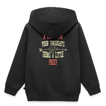 Des dictons cyniques, un sou pour vos pensées - Sweat Premium à capuche enfant bio - noir - Dos - AI Model Kid Male (0cm)
