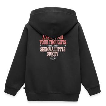 Des dictons cyniques, un sou pour vos pensées - Sweat Premium à capuche enfant bio - noir - Dos - AI Model Kid Male (0cm)