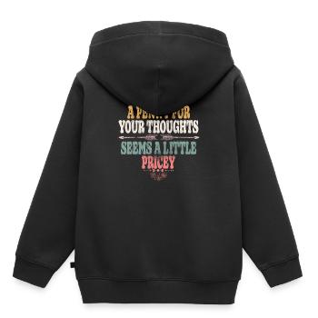Des dictons cyniques, un sou pour vos pensées - Sweat Premium à capuche enfant bio - noir - Dos - AI Model Kid Male (0cm)