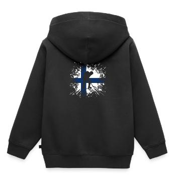 Eishockey Finnland FI Eissport Länderflagge Splash - Kinder Premium Organic Hoodie - Schwarz - Hinten - AI Model Kid Male (0cm)