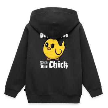 Leg dich nicht mit diesem Küken an - Kinder Premium Organic Hoodie - Schwarz - Hinten - AI Model Kid Male (0cm)